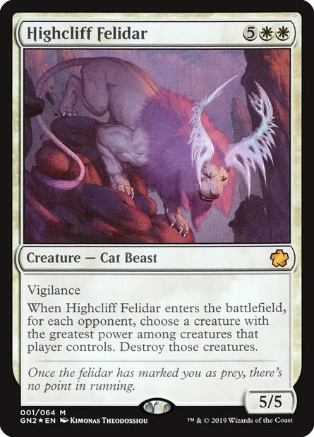 Highcliff Felidar, Magic card GN2 1 — Game Night 2019 set