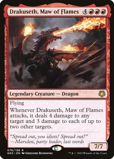 Drakuseth, Maw of Flames, Magic card GN3 76 — Game Night: Free-for-All set