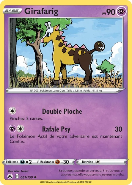Girafarig, carte Pokémon CRZ 061 — extension Zénith Suprême