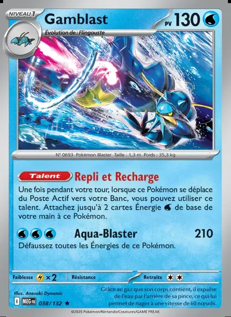 Gamblast, carte Pokémon MEG 038 — extension Méga-Évolution