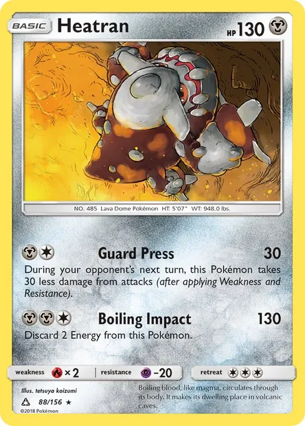 Heatran, Pokémon card UPR 88 — Ultra Prism set