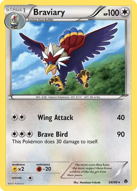 Braviary, Pokémon card EPO 88 — Emerging Powers set