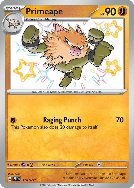 Primeape, Pokémon card PAF 170 — Paldean Fates set