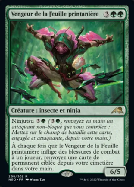 Vengeur de la Feuille printanière, carte Magic NEO 208 — extension Kamigawa: La Dynastie Néon