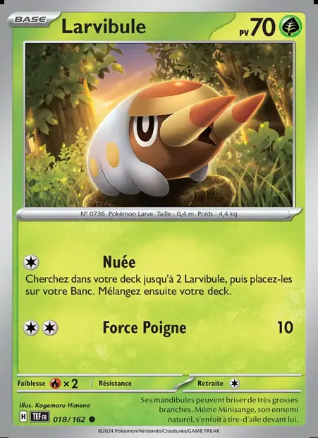 Larvibule, carte Pokémon TEF 018 — extension Forces Temporelles
