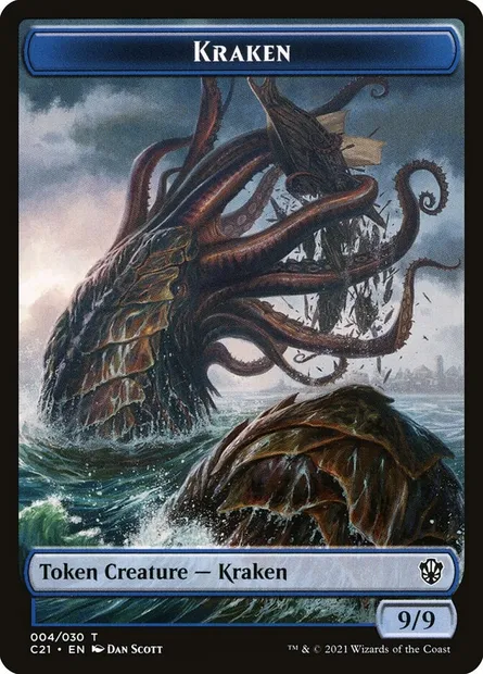 Kraken, carte Magic TC21 4 — extension Commander 2021 Tokens