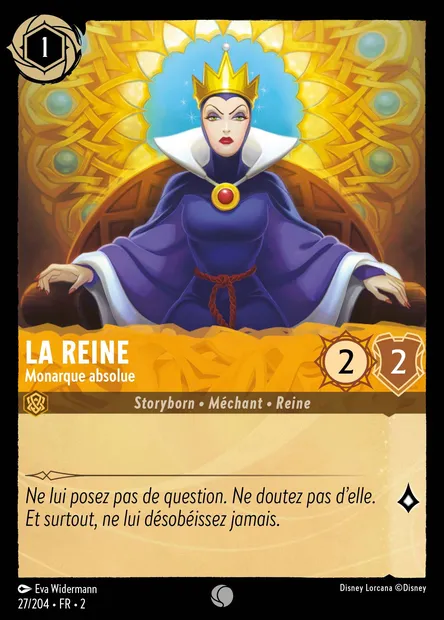 La Reine - Monarque absolue, carte Disney Lorcana CH2-027 — extension L'Ascension des Floodborn