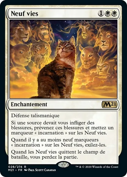 Neuf vies, carte Magic M21 28 — extension Core Set 2021