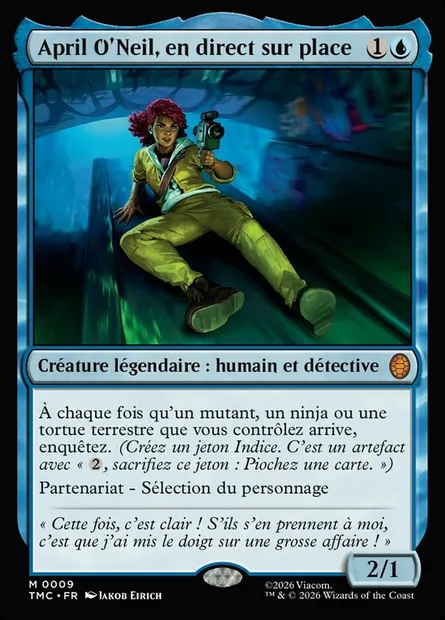 April O'Neil, en direct sur place, carte Magic TMC 9 — extension Teenage Mutant Ninja Turtles Eternal