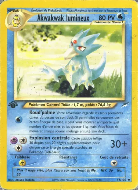 Akwakwak lumineux, carte Pokémon NDE 47 — extension Neo Destiny