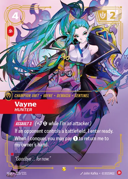 Vayne, carte Riftbound SFD 223 — extension Spiritforged