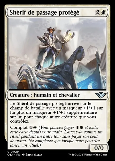 Shérif de passage protégé, carte Magic OTJ 29 — extension Outlaws of Thunder Junction