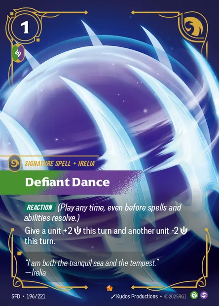 Defiant Dance, carte Riftbound SFD 196 — extension Spiritforged