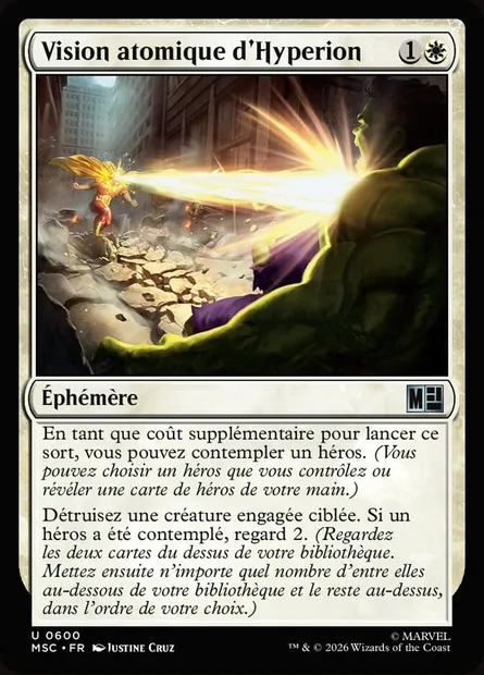 Vision atomique d'Hyperion, carte Magic MSC 600 — extension Marvel Super Heroes Commander