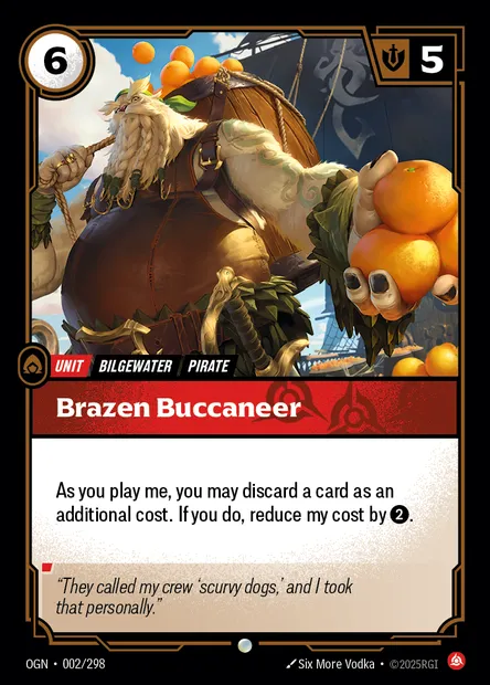 Brazen Buccaneer, Riftbound card OGN 002 — Origins set