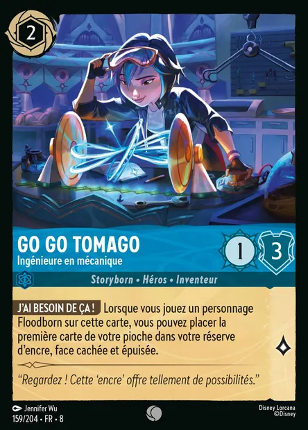 Go Go Tomago - Ingénieure en mécanique, carte Disney Lorcana CH8-159 — extension Le Règne de Jafar