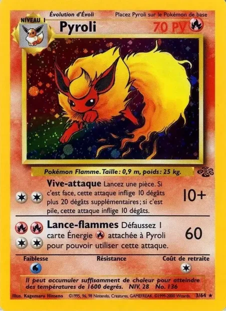 Pyroli, carte Pokémon JU 3 — extension Jungle