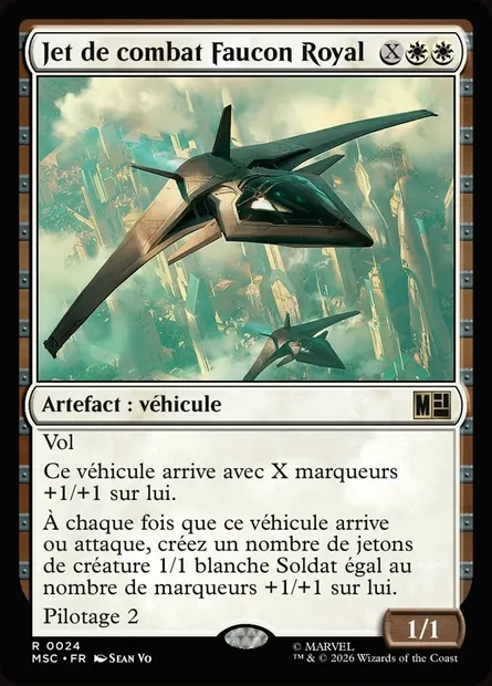 Jet de combat Faucon Royal, carte Magic MSC 24 — extension Marvel Super Heroes Commander