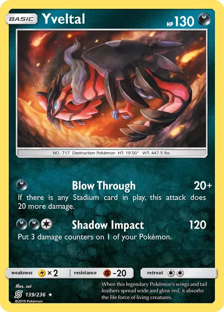 Yveltal, Pokémon card UNM 139 — Unified Minds set