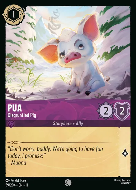 Pua - Disgruntled Pig, Disney Lorcana card CH11-059 — Winterspell set