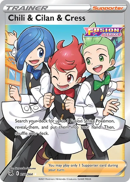Chili & Cilan & Cress, Pokémon card FST 258 — Fusion Strike set