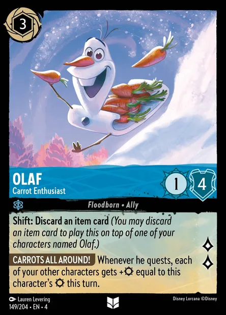 Olaf - Carrot Enthusiast, Disney Lorcana card CH4-149 — Ursula's Return set