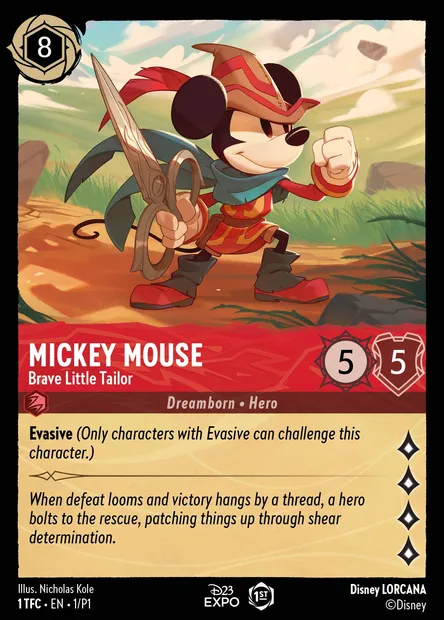 Mickey Mouse - Brave Little Tailor, Disney Lorcana card P1-001 — P1 set