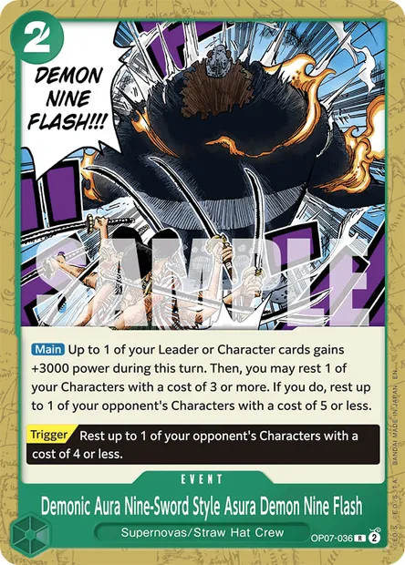 Demonic Aura Nine-Sword Style Asura Demon Nine Flash, One Piece card OP07-036 — 500 YEARS IN THE FUTURE set