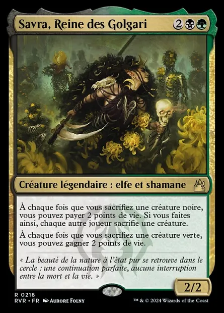 Savra, Reine des Golgari, carte Magic RVR 218 — extension Ravnica Remastered