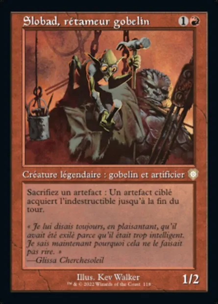 Slobad, rétameur gobelin, carte Magic BRC 118 — extension The Brothers' War Commander