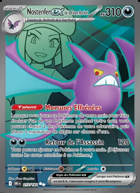 Nostenfer-ex de la Team Rocket, carte Pokémon DRI 217 — extension Rivalités Destinées