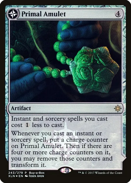 Amulette primordiale // Source primordiale, carte Magic PXTC 243 — extension XLN Treasure Chest