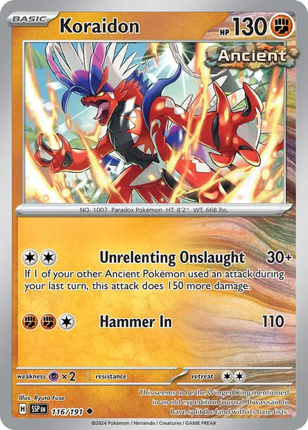 Koraidon, Pokémon card SSP 116 — Surging Sparks set