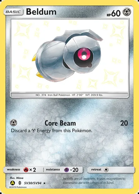 Beldum, Pokémon card SMA SV30 — Hidden Fates Shiny Vault set