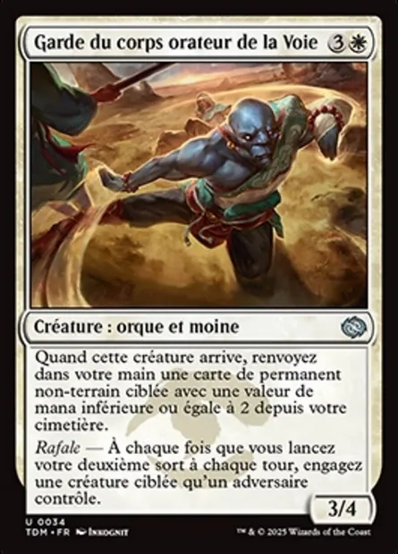 Garde du corps orateur de la Voie, carte Magic TDM 34 — extension Tarkir: Dragonstorm