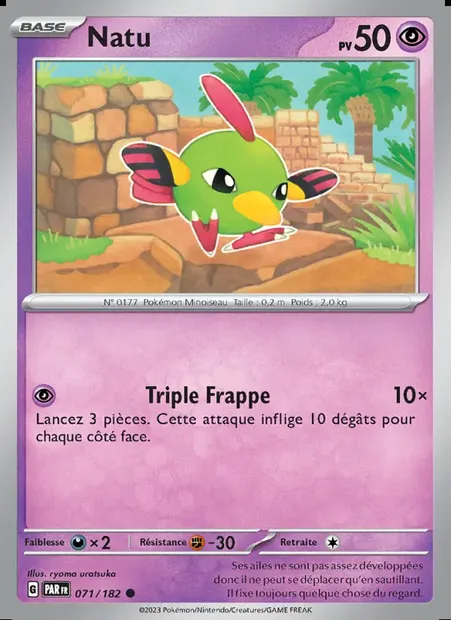 Natu, carte Pokémon PAR 071 — extension Faille Paradoxe