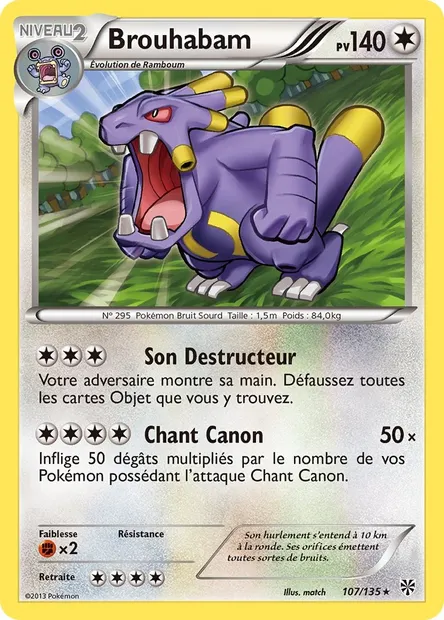 Brouhabam, carte Pokémon PLS 107 — extension Tempète Plasma