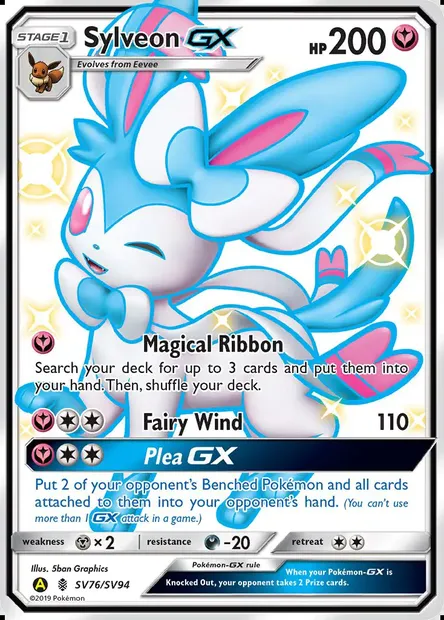 Nymphali-GX, carte Pokémon SMA SV76 — extension Destinées Occultes Coffre Étincelant