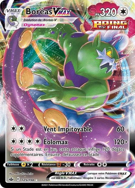 Boréas VMAX, carte Pokémon CRE 125 — extension Règne de Glace