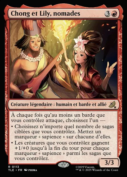 Chong et Lily, nomades, carte Magic TLE 113 — extension Avatar: The Last Airbender Eternal