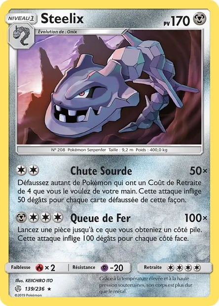 Steelix, carte Pokémon CEC 139 — extension Éclipse Cosmique