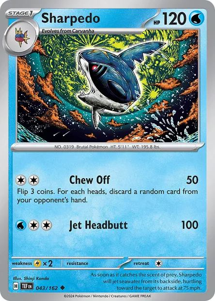 Sharpedo, Pokémon card TEF 043 — Temporal Forces set