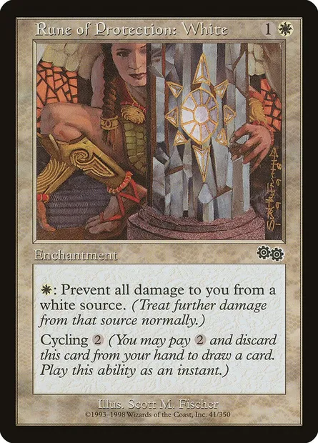 Rune de protection : Blanc, carte Magic USG 41 — extension Epopée d'Urza
