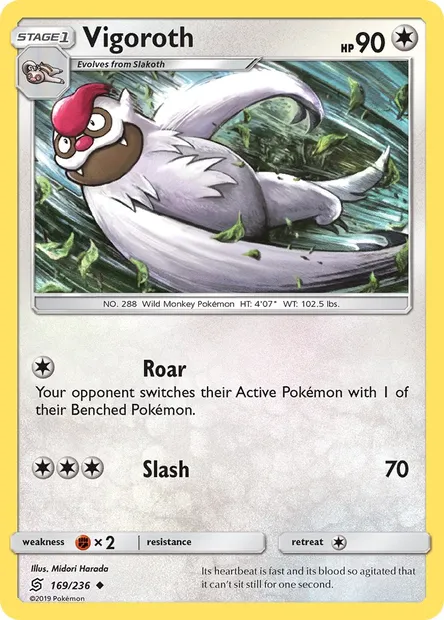 Vigoroth, Pokémon card UNM 169 — Unified Minds set