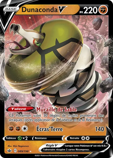 Dunaconda V, carte Pokémon CRE 89 — extension Règne de Glace
