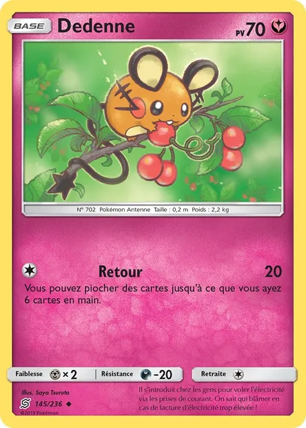 Dedenne, carte Pokémon UNM 145 — extension Harmonie des Esprits