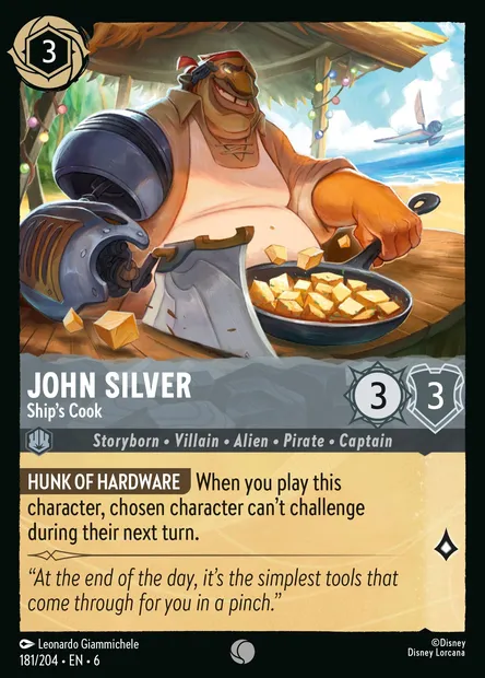 John Silver - Ship's Cook, Disney Lorcana card CH6-181 — Azurite Sea set
