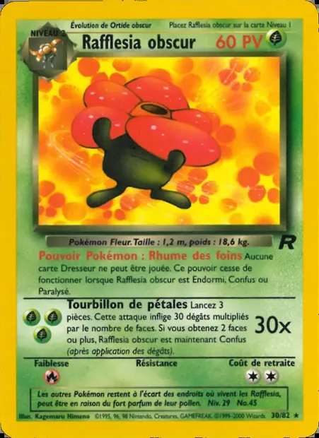 Rafflesia obscur, carte Pokémon TR 30 — extension Team Rocket