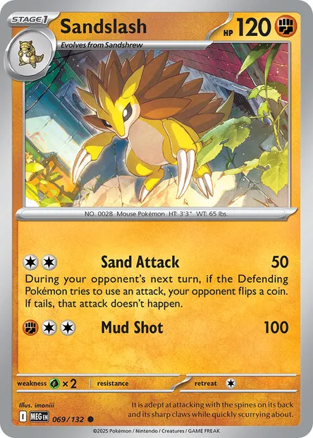 Sandslash, Pokémon card MEG 069 — Mega Evolution set