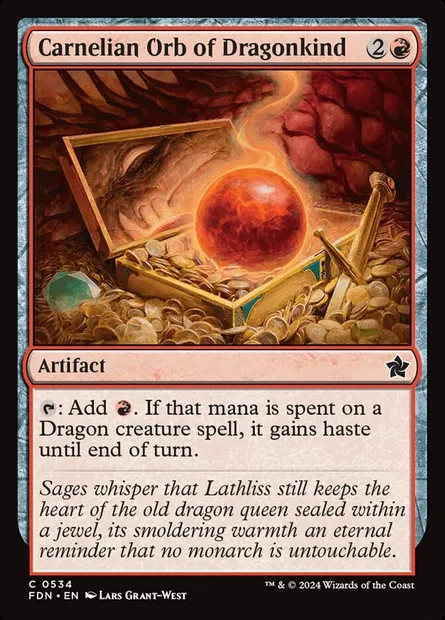 Carnelian Orb of Dragonkind, Magic card FDN 534 — Foundations set